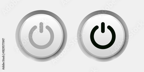 Modern UI design concept featuring two neumorphic power buttons. An elegant interface element for digital controls. Vector illustration