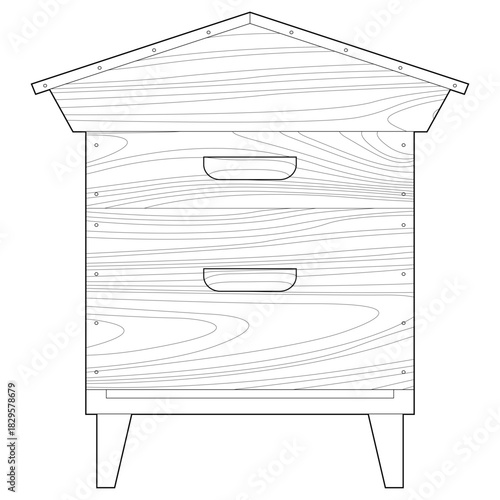 Vector illustration of a wooden bee house isolated on a white background. Ideal for designs related to nature, beekeeping, and environmental themes.