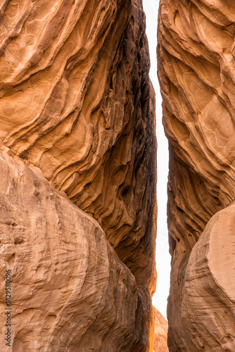 Sandstone fissure in the historic Hegra site in Al Ula Saudi Arabia