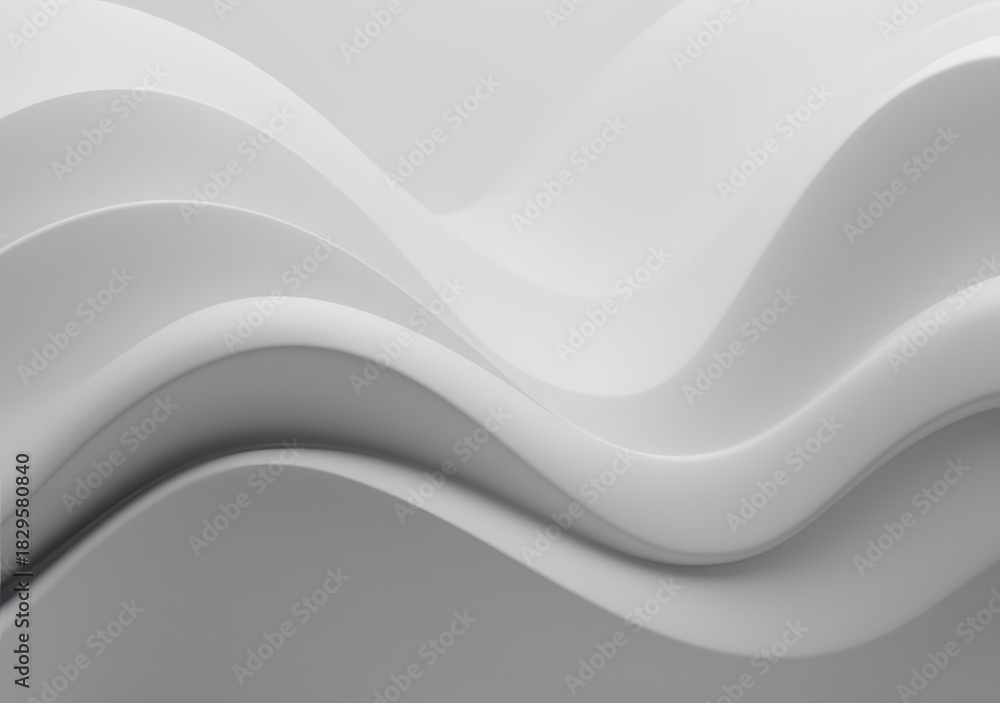 Obraz premium 3D Wavy Abstract Background with Smooth Curved Surfaces (Modern Minimal Flowing Shapes)