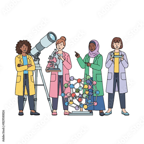 Diverse Group of Women in Science Engaged in Research and Exploration