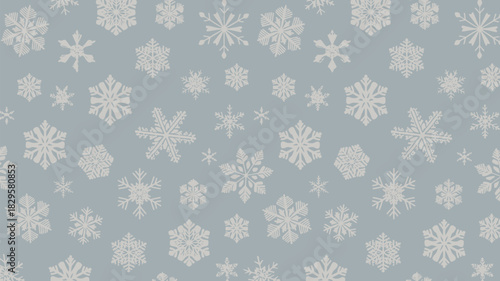 A light blue background filled with a pattern of white snowflakes of varying sizes and designs spread evenly