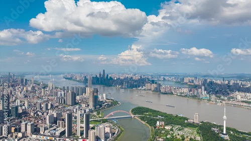 Wuhan city landmark skyline timelapse scenery
