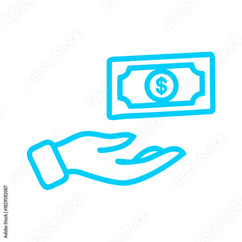 Aqua Hand Giving Cash, Cyan Blue Currency Transaction, and Payment Icon