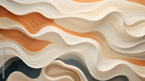 Fototapeta Naklejka Na Ścianę i Meble -  Layered paper art featuring soft organic wave cutouts