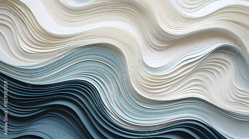 Fototapeta Naklejka Na Ścianę i Meble -  Layered paper art featuring soft organic wave cutouts