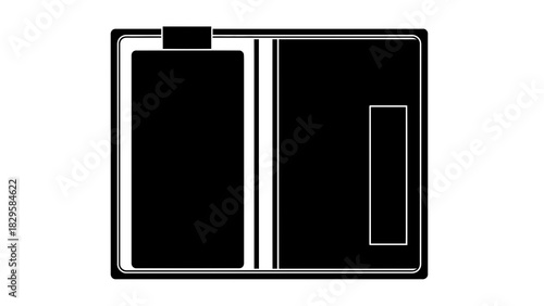 Black and white icon representing a refrigerator or freezer door layout