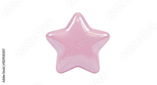 Pink star object glossy and smooth isolated on a white background