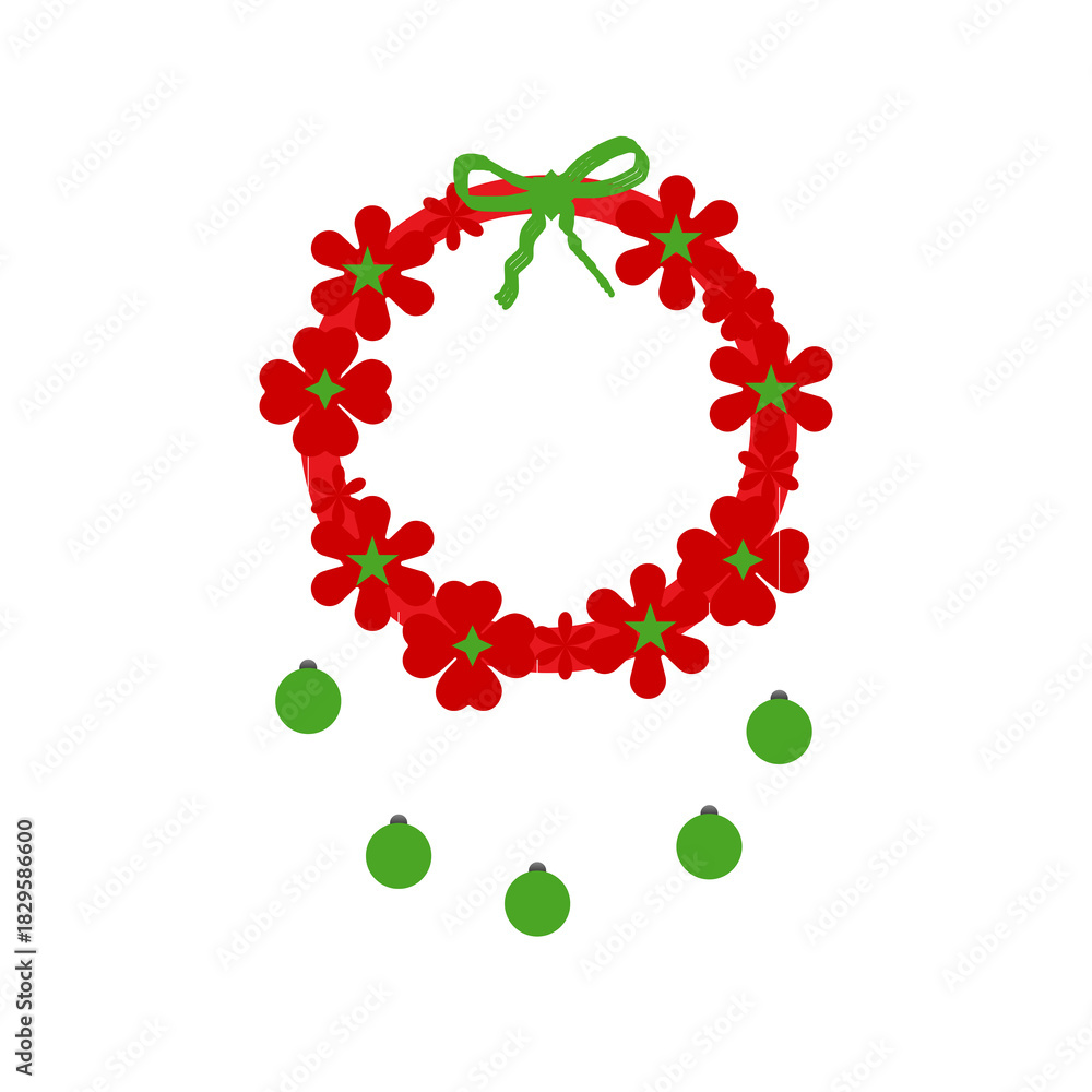 Obraz premium Christmas Floral Wreath Frame | Hanging Ornament Clipart