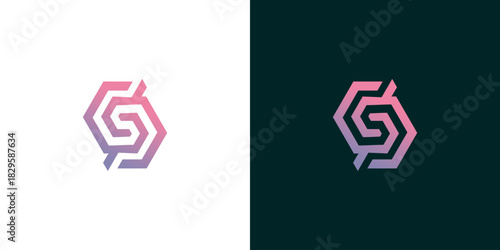Abstract geometric modern logo design featuring interconnected lines and a vibrant gradient. Perfect for a dynamic brand identity, representing innovation, connection, or a digital concept