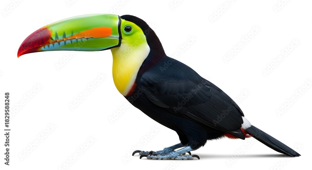 Naklejka premium Colorful toucan bird exotic tropical wildlife isolated on white background