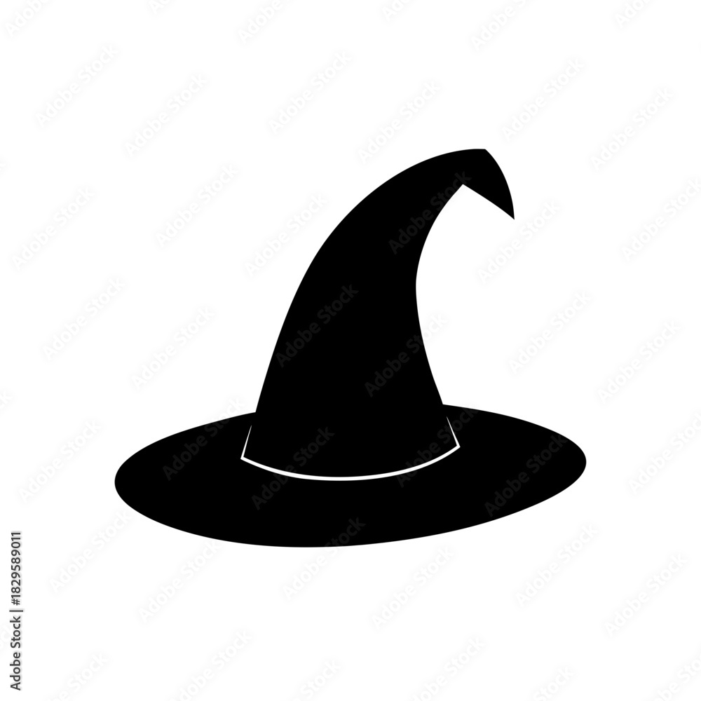 Fototapeta premium Classic black witch hat silhouette for halloween, magic, fantasy.