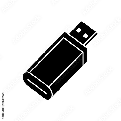 Usb flash drive icon for digital data storage and transfer solution