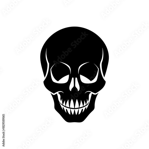 Black skull icon vector illustration, warning death symbol design