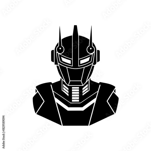 Futuristic robot bust icon with antennae, artificial intelligence