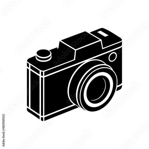 Digital photo camera isometric icon vector graphic illustration