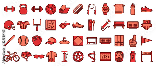 Fitness and sports solid icon set. contains dumbbell, kettlebell