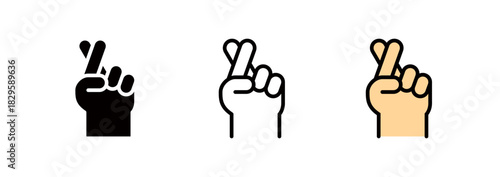 Crossed fingers hand sign, evoking luck and love
