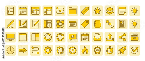 Productivity and workflow solid icon set. includes checklist, ca