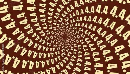 Abstract spiral pattern with repeating 4.4 numbers, dynamic vortex design for modern backgrounds and promotions.