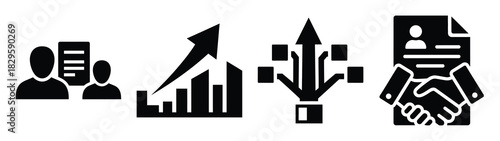 Set of vector business expansion icon. Business silhouette icons