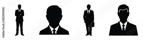 Set of vector ceo profile icon. Business silhouette icons