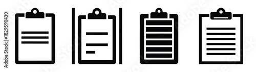 Set of vector clipboard task icon. Business silhouette icons
