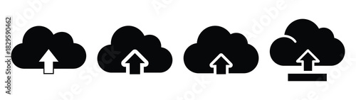 Set of vector cloud storage icon. Business silhouette icons