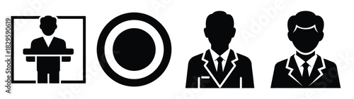 Set of vector customer loyalty icon. Business silhouette icons