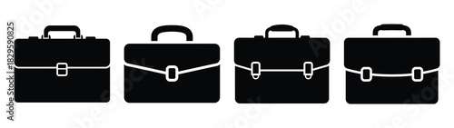 Set of vector executive briefcase icon. Business silhouette icons