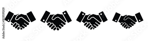 Set of vector handshake deal icon. Business silhouette icons