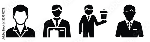 Set of vector influencer promotion icon. Business silhouette icons