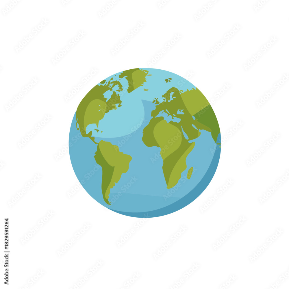 Naklejka premium A 3d illustration of a blue and green earth globe showing continents and oceans on a white background as a global geography and business concept