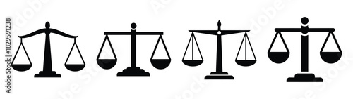 Set of vector legal balance icon. Business silhouette icons