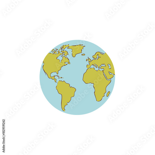 3D illustration of a blue and green Earth globe sphere showing world continents and oceans on a white background for global business and travel geography
