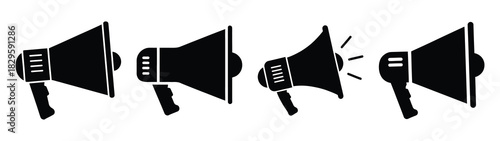 Set of vector marketing megaphone icon. Business silhouette icons