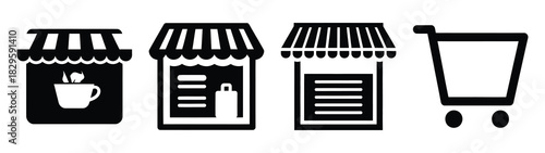 Set of vector online store icon. Business silhouette icons