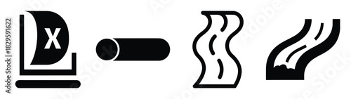 Set of vector revenue stream icon. Business silhouette icons