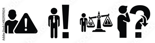 Set of vector risk assessment icon. Business silhouette icons