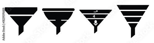 Set of vector sales funnel icon. Business silhouette icons