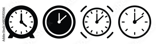 Set of vector time clock icon. Business silhouette icons