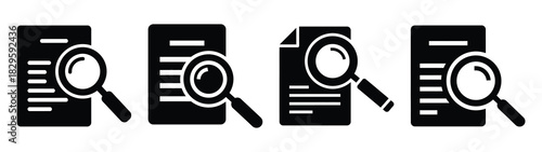 Set of vector audit report icon. Business silhouette icons
