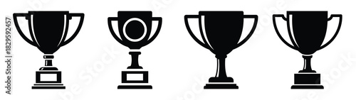 Set of vector award trophy icon. Business silhouette icons