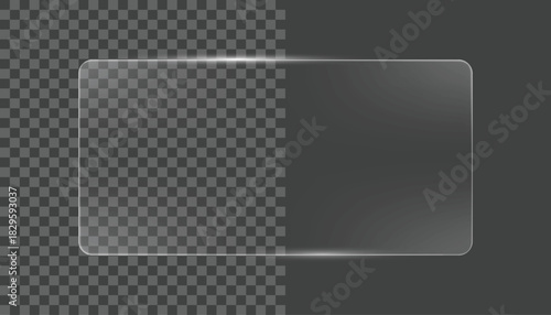 Transparent glass plate with a Soft glow, Light Reflection