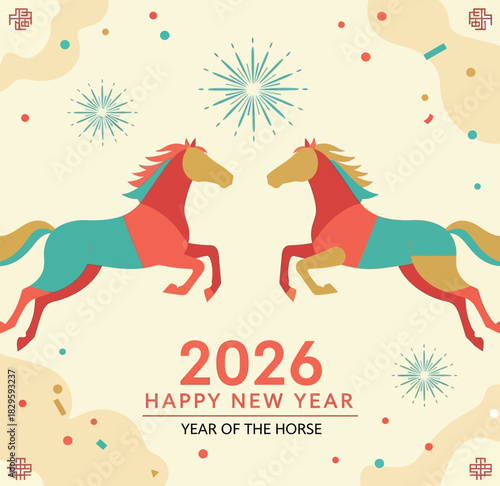 New year card with horse