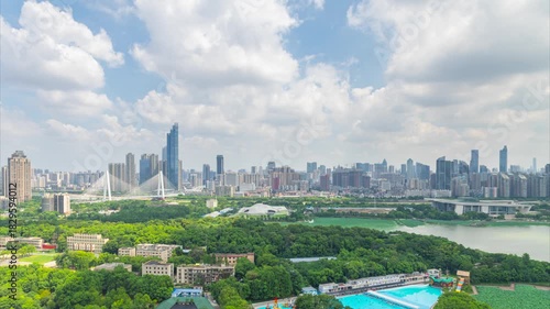 Wuhan city landmark skyline timelapse scenery
