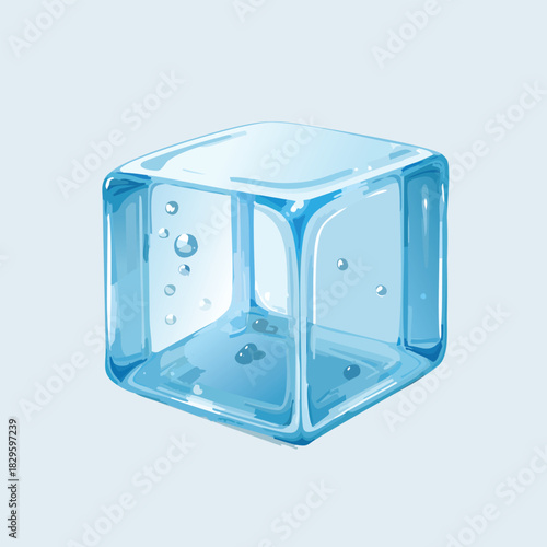 3D ice block with embedded air bubbles, high realism, isolated