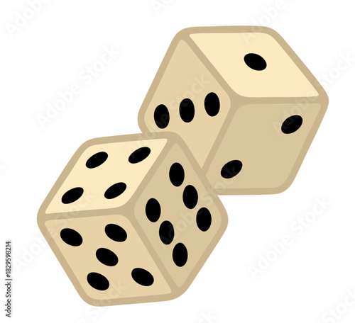 Game dice in flight. Dice vector design isolated on white. Two dice casino gambling template concept. Casino background