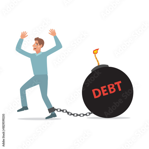 A business people entangled in debt burden.