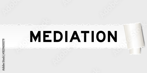 Ripped gray paper background that have word mediation under torn part